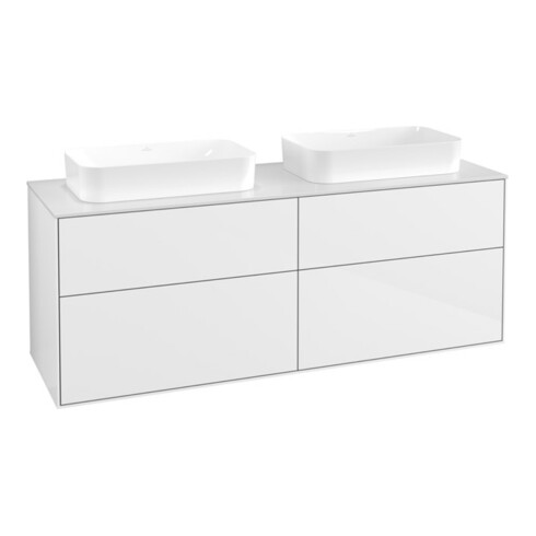 V&B Waschtischunterschrank Finion 160x60,3x50,1cm, Gl. wh. m, glo wh. Lac