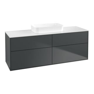 V&B Waschtischunterschrank Finion 160x60,3x50,1cm, Gl. wh. m, md bl. m Lac