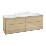 V&B Waschtischunterschrank Finion 160x60,3x50,1cm, Gl. wh. m, Oak Veneer