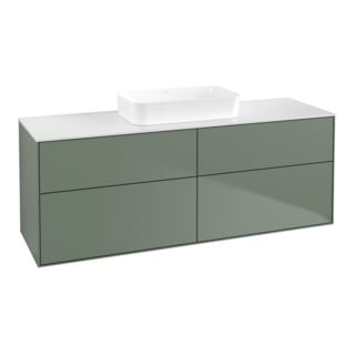 V&B Waschtischunterschrank Finion 160x60,3x50,1cm, Gl. wh. m, Oli. m Lac