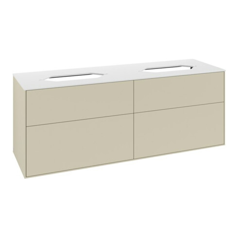 V&B Waschtischunterschrank Finion 160x60,3x50,1cm, Gl. wh. m, si Gr m Lac