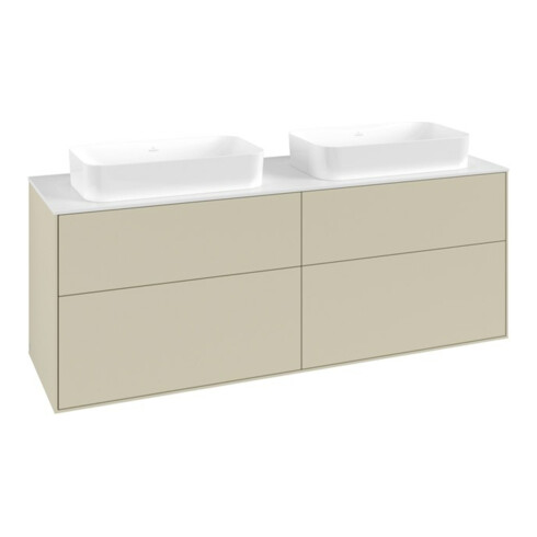 V&B Waschtischunterschrank Finion 160x60,3x50,1cm, Gl. wh. m, si Gr m Lac