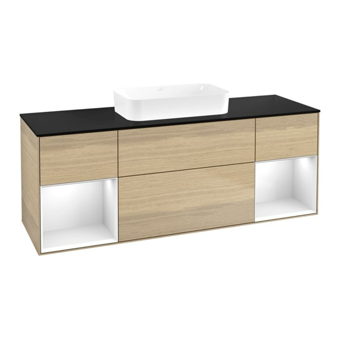 V&B Waschtischunterschrank Finion 160x60,3x50,1cm, Reg glo wh. Lac, Oa ven