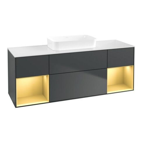 V&B Waschtischunterschrank Finion 160x60,3x50,1cm, Rg g m La, md bl. m Lac