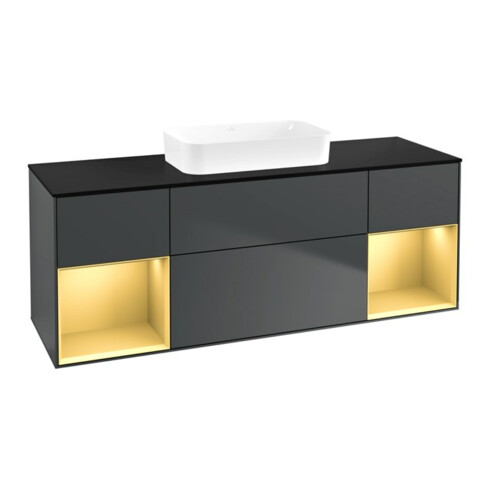 V&B Waschtischunterschrank Finion 160x60,3x50,1cm, Rg g m La, md bl. m Lac