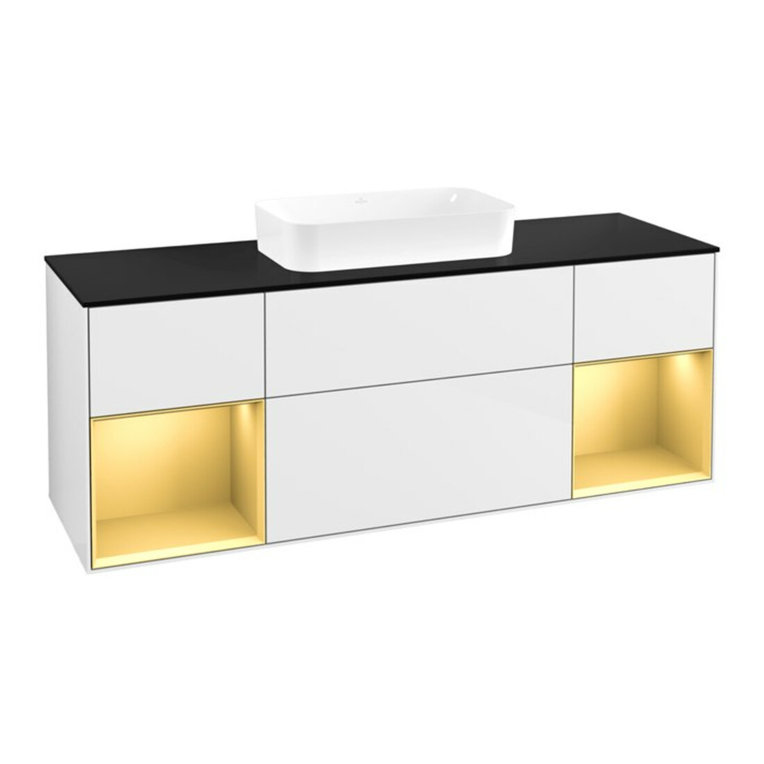 V&B Waschtischunterschrank Finion 160x60,3x50,1cm, Rg g m Lac, glo wh. Lac
