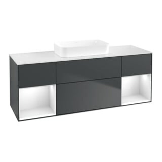 V&B Waschtischunterschrank Finion 160x60,3x50,1cm, Rg g w La, md bl. m Lac