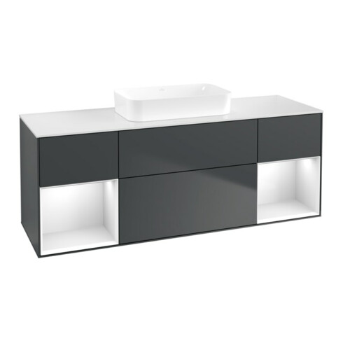 V&B Waschtischunterschrank Finion 160x60,3x50,1cm, Rg g w La, md bl. m Lac
