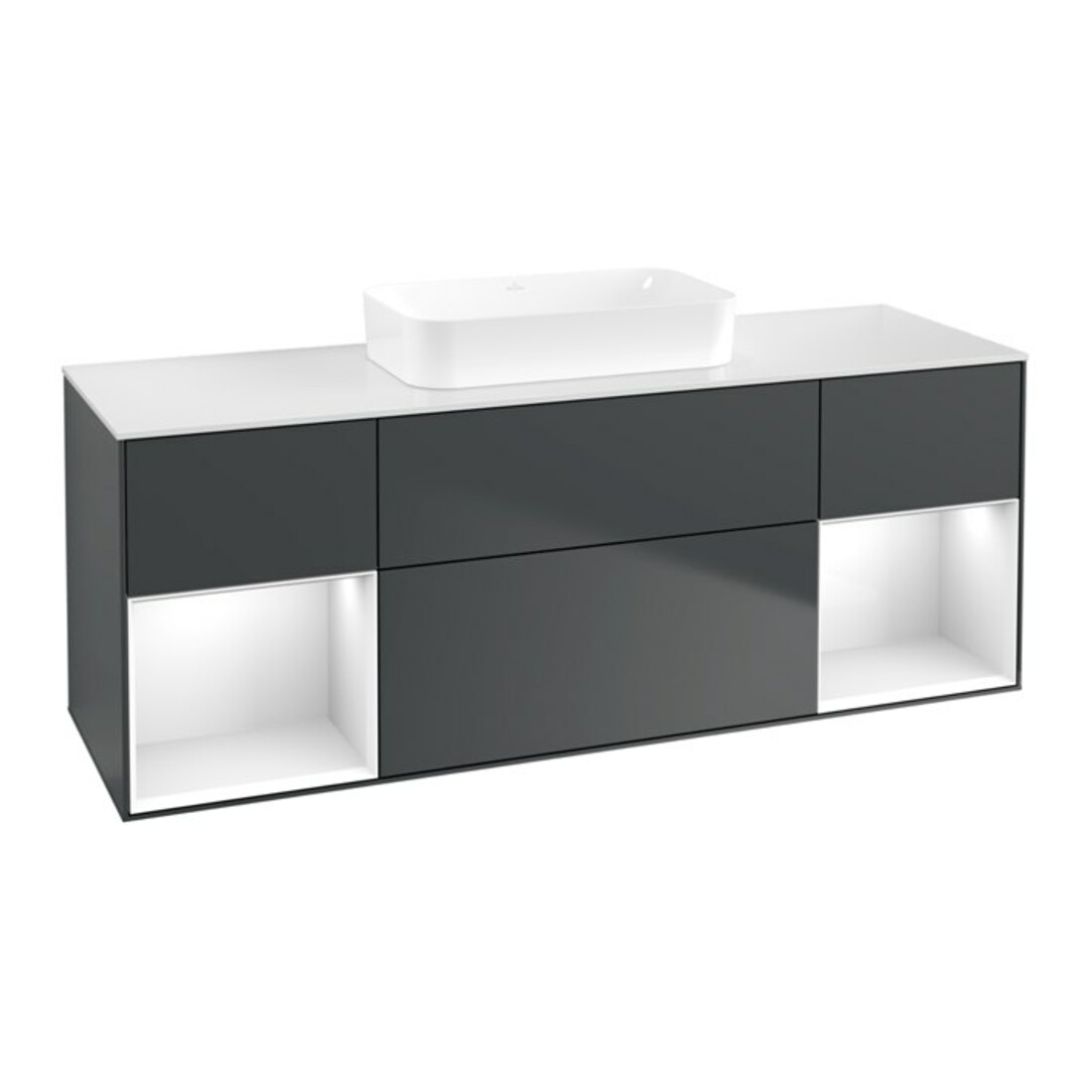 V&B Waschtischunterschrank Finion 160x60,3x50,1cm, Rg g w La, md bl. m Lac
