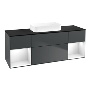 V&B Waschtischunterschrank Finion 160x60,3x50,1cm, Rg g w La, md bl. m Lac