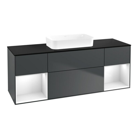 V&B Waschtischunterschrank Finion 160x60,3x50,1cm, Rg g w La, md bl. m Lac