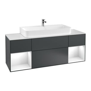 V&B Waschtischunterschrank Finion 160x60,3x50,1cm, Rg g w La, md bl. m Lac