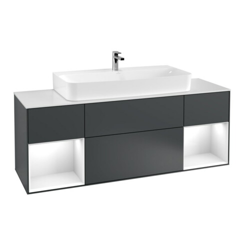 V&B Waschtischunterschrank Finion 160x60,3x50,1cm, Rg g w La, md bl. m Lac