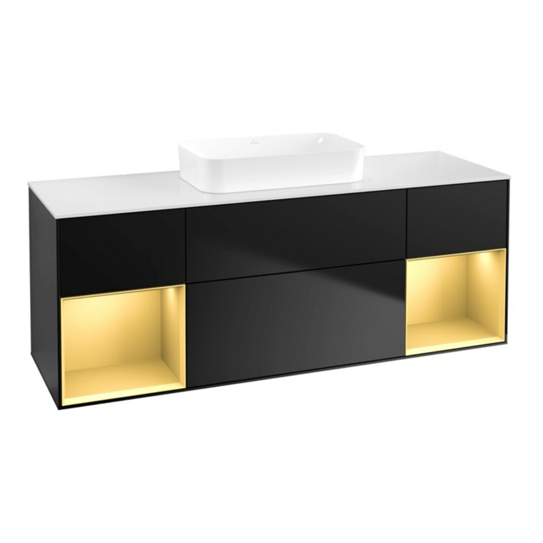 V&B Waschtischunterschrank Finion 160x60,3x50,1cm, Rg gol m Lac, bla m Lac