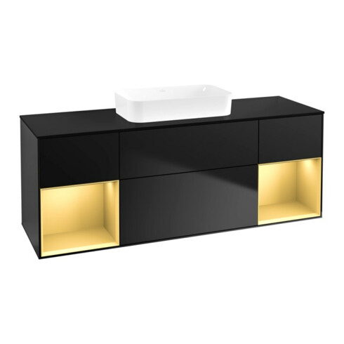 V&B Waschtischunterschrank Finion 160x60,3x50,1cm, Rg gol m Lac, bla m Lac