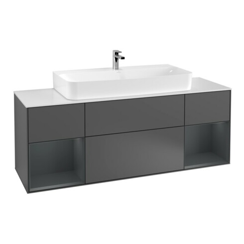 V&B Waschtischunterschrank Finion 160x60,3x50,1cm, Rg md m Lac, Anthrac. m