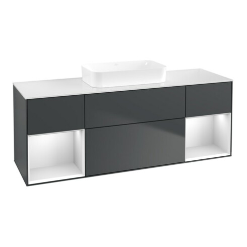 V&B Waschtischunterschrank Finion 160x60,3x50,1cm, Rg w m La, md bl. m Lac