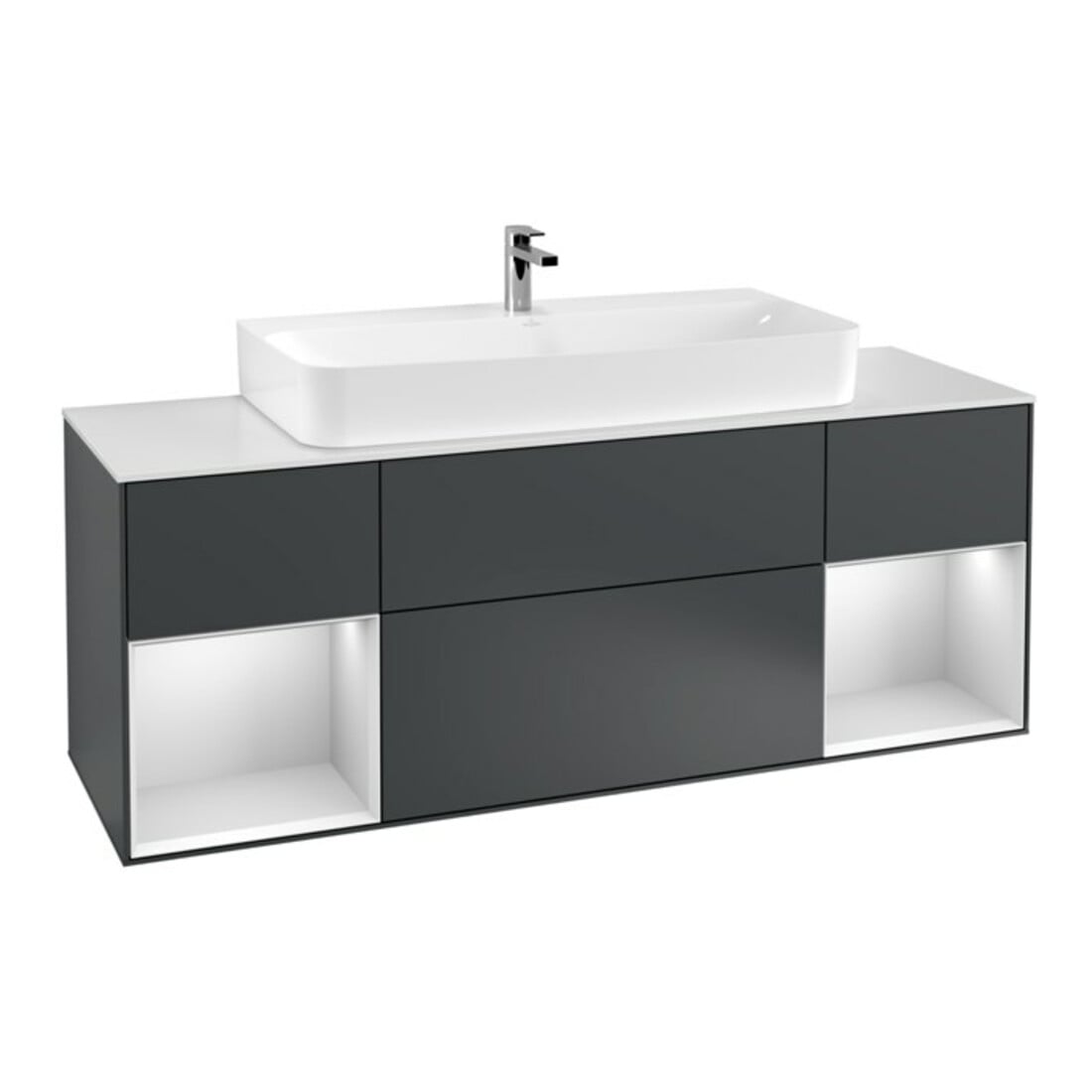 V&B Waschtischunterschrank Finion 160x60,3x50,1cm, Rg w m La, md bl. m Lac