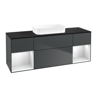 V&B Waschtischunterschrank Finion 160x60,3x50,1cm, Rg w m La, md bl. m Lac