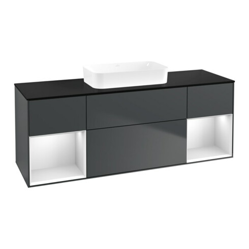 V&B Waschtischunterschrank Finion 160x60,3x50,1cm, Rg w m La, md bl. m Lac