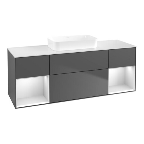 V&B Waschtischunterschrank Finion 160x60,3x50,1cm, Rg w m Lac, Anthrac. m