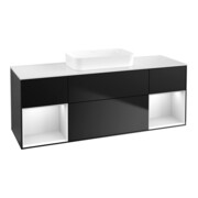 V&B Waschtischunterschrank Finion 160x60,3x50,1cm, Rg wh. m Lac, bla m Lac