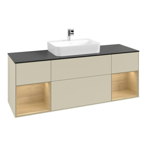 V&B Waschtischunterschrank Finion 160x60, Pl b m, Reg Oa ven, si Gr m Lac