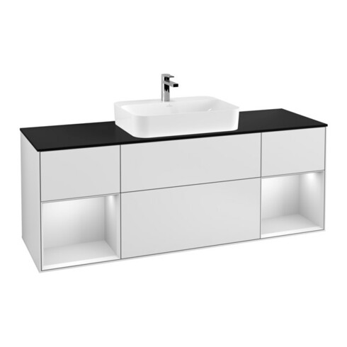 V&B Waschtischunterschrank Finion 160x60, Pl b m, Reg wh. m Lac, wh. m Lac