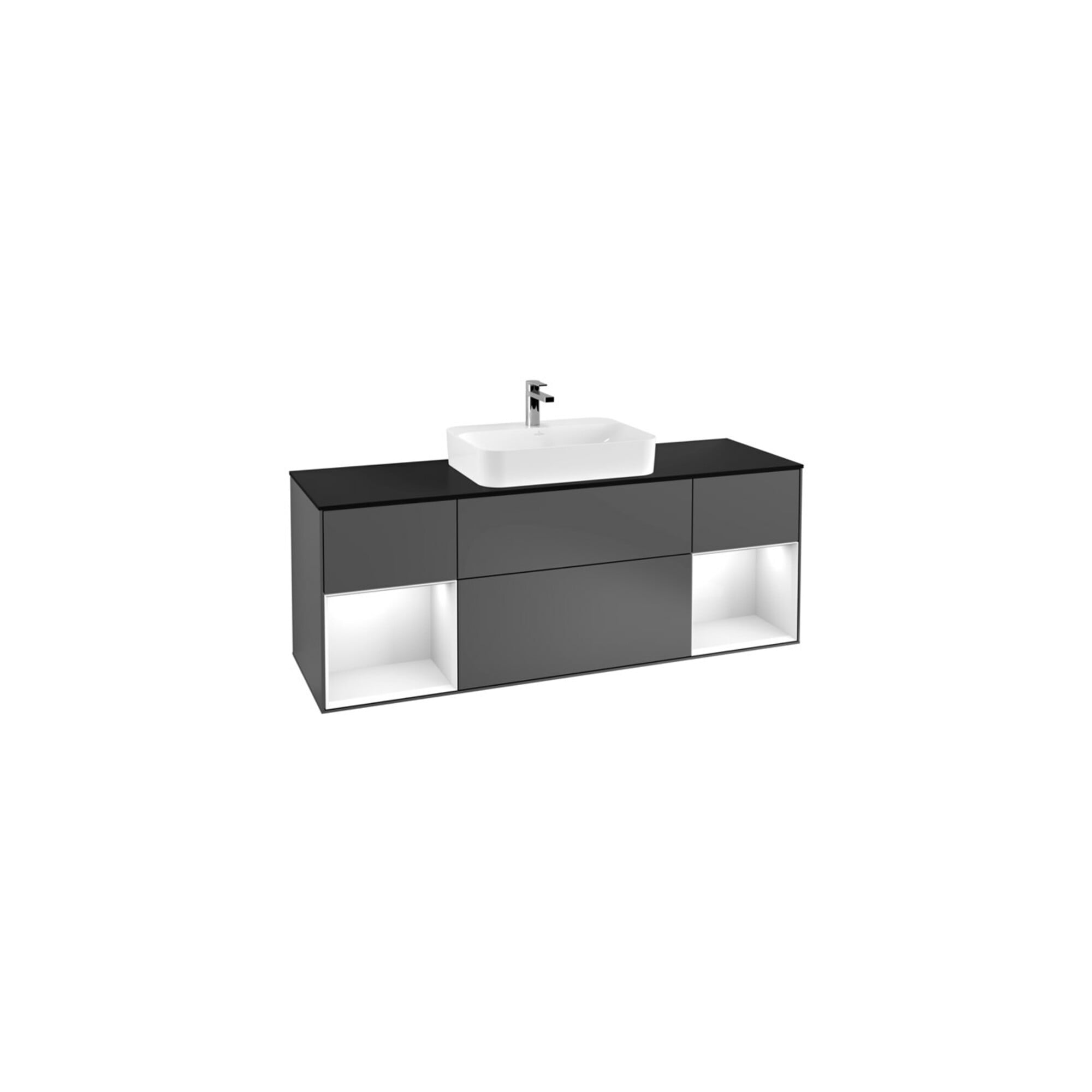 V&B Waschtischunterschrank Finion 160x60, Pl b m, Rg g wh. Lac, Anthrac. m ; Villeroy & Boch