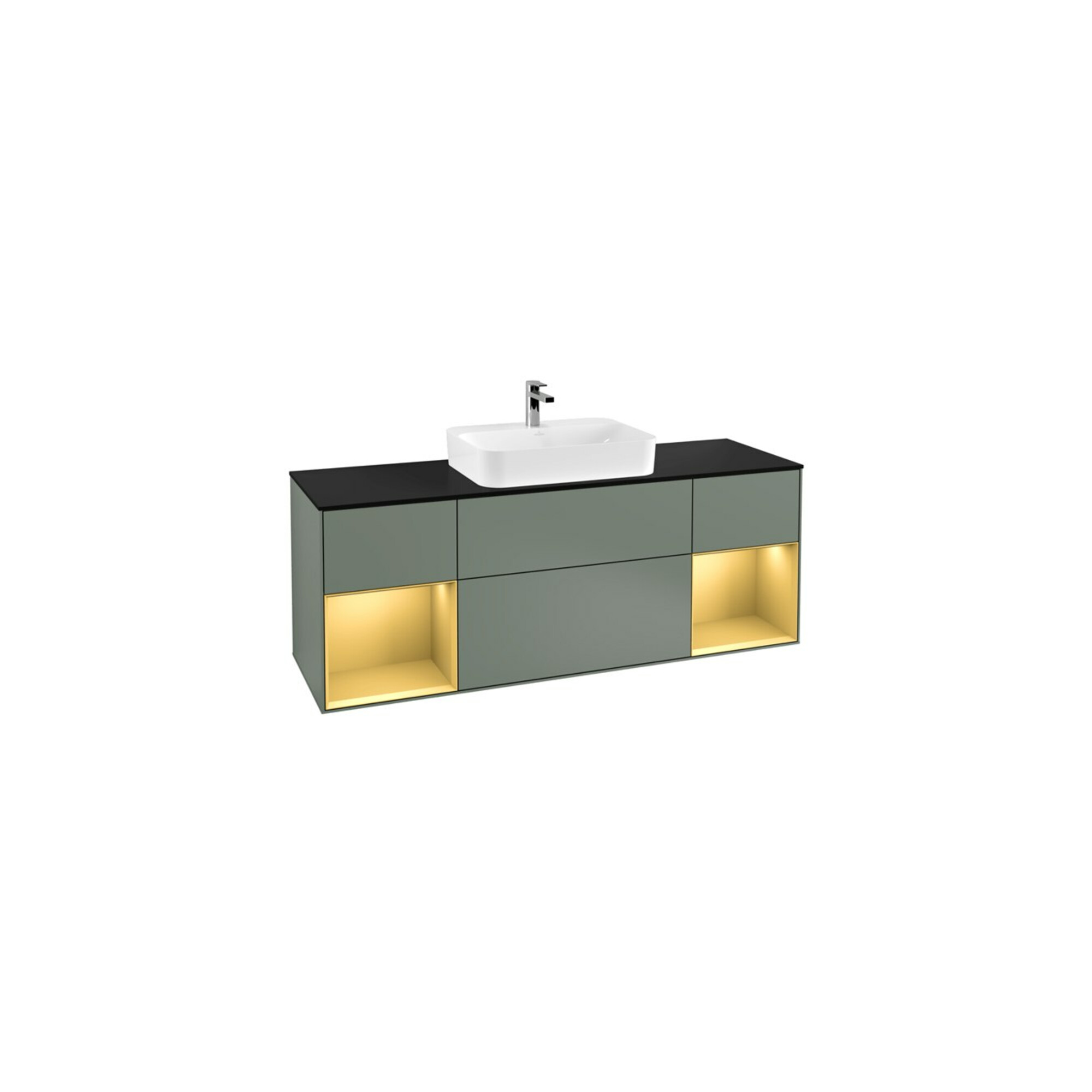 V&B Waschtischunterschrank Finion 160x60, Pl b m, Rg gol m Lac, Oli. m Lac ; Villeroy & Boch