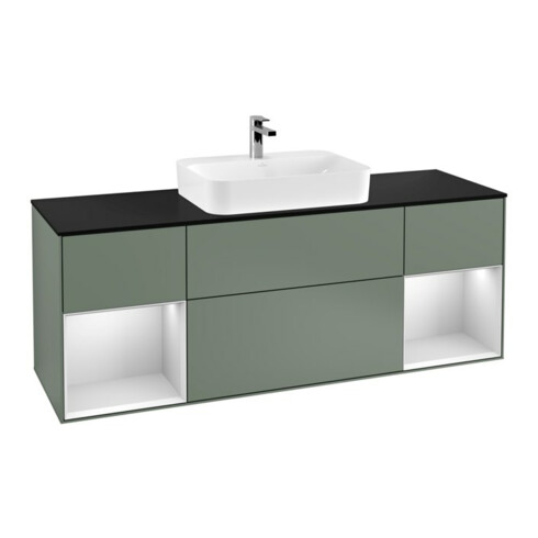 V&B Waschtischunterschrank Finion 160x60, Pl b m, Rg wh. m Lac, Oli. m Lac