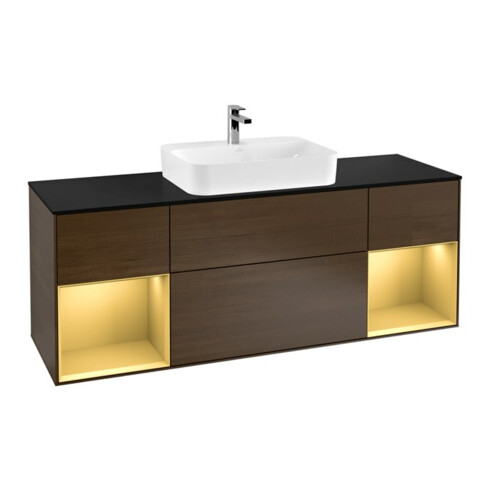V&B Waschtischunterschrank Finion 160x60, Pl bla m, Reg gol m Lac, wal ven