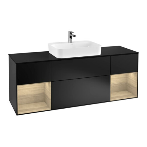 V&B Waschtischunterschrank Finion 160x60, Pl bla m, Reg Oa ven, bla m Lac