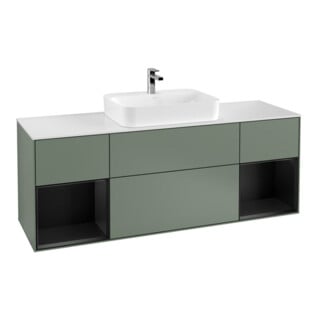 V&B Waschtischunterschrank Finion 160x60, Pl w m, Rg bla m Lac, Oli. m Lac