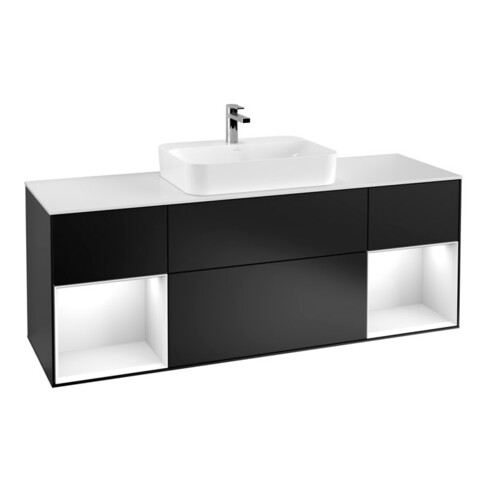V&B Waschtischunterschrank Finion 160x60, Pl w m, Rg g wh. Lac, bla m Lac