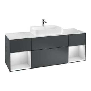 V&B Waschtischunterschrank Finion 160x60, Pl w m, Rg w m Lac, md bl. m Lac