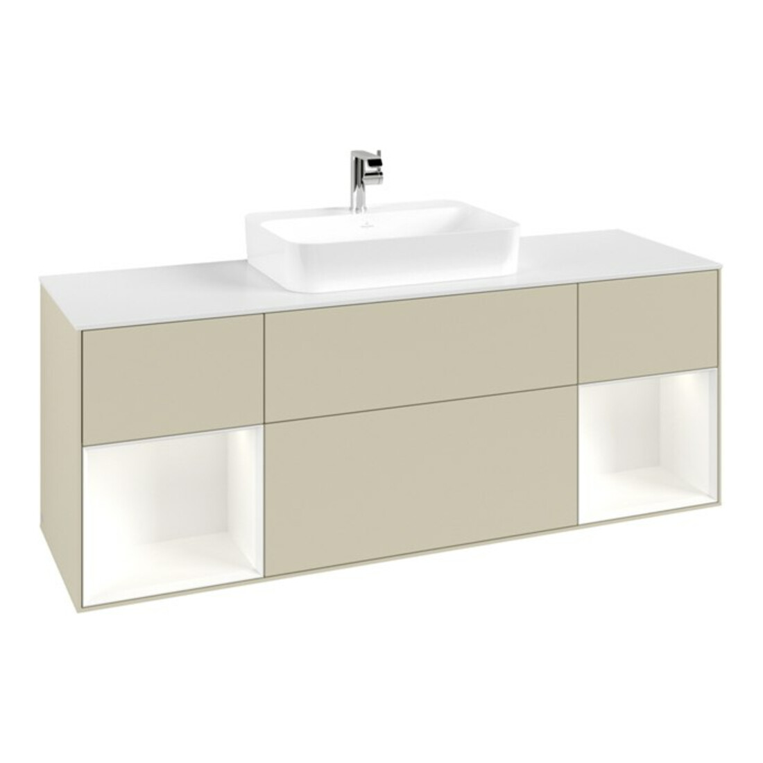 V&B Waschtischunterschrank Finion 160x60, Pl w m, Rg w m Lac, si Gr m Lac