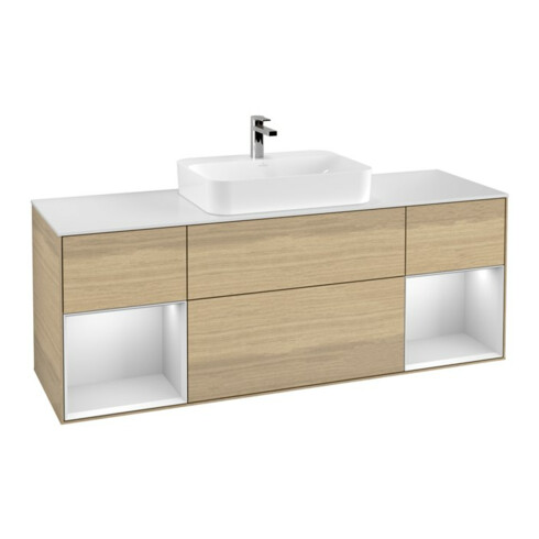 V&B Waschtischunterschrank Finion 160x60, Pl wh. m, Reg wh. m Lac, Oa ven