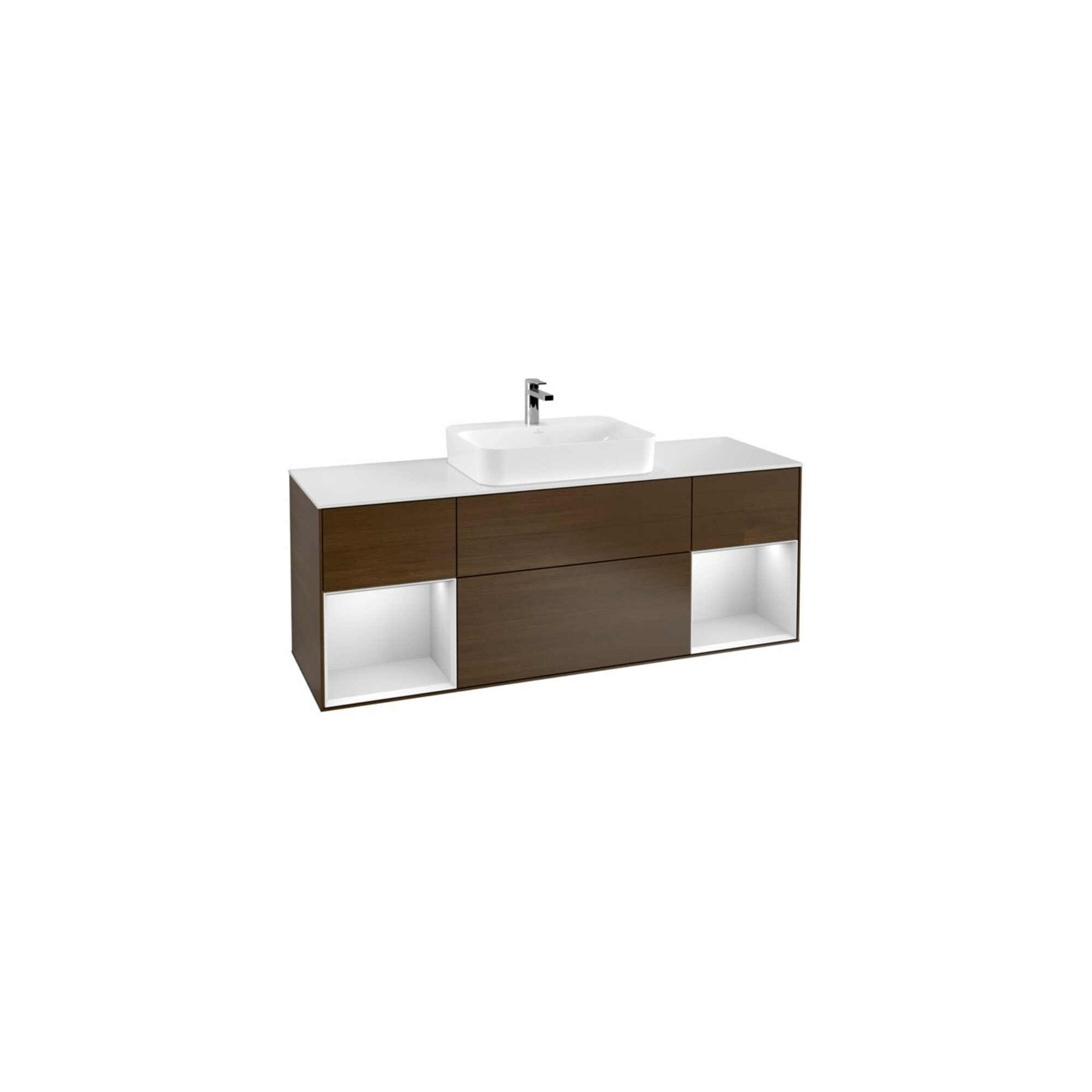 V&B Waschtischunterschrank Finion 160x60, Pl wh. m, Reg wh. m Lac, wal ven ; Villeroy & Boch