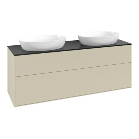 V&B Waschtischunterschrank Finion 160x60cm, Abd.-Pl. bla m, si Gr m Lac