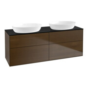 V&B Waschtischunterschrank Finion 160x60cm, Abd.-Pl. bla m, Walnut veneer