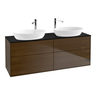 V&B Waschtischunterschrank Finion 160x60cm, Abd.-Pl. bla m, Walnut veneer