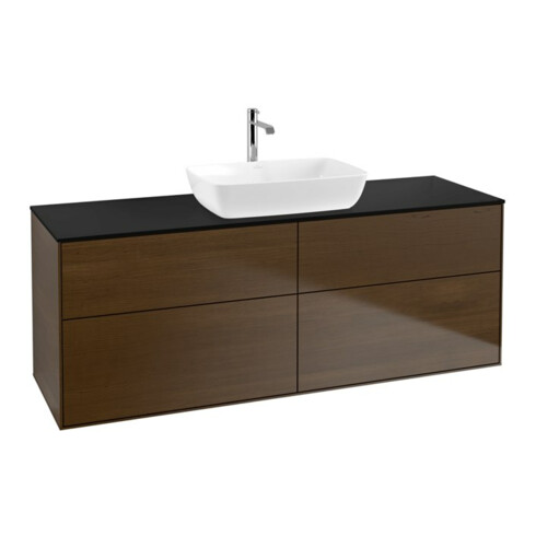 V&B Waschtischunterschrank Finion 160x60cm, Abd.-Pl. bla m, Walnut veneer