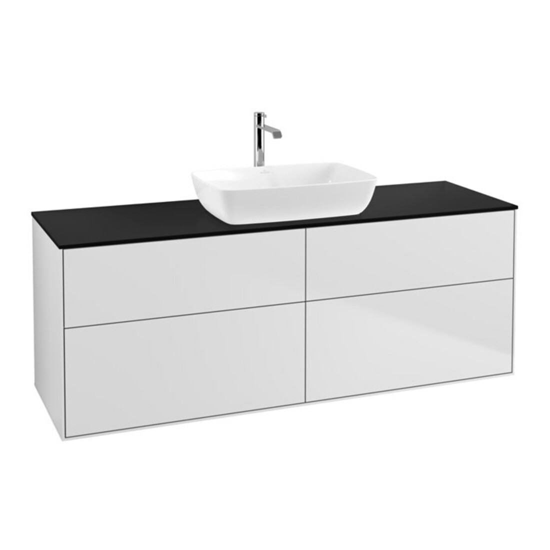 V&B Waschtischunterschrank Finion 160x60cm, Abd.-Pl. bla m, wh. m lacquer