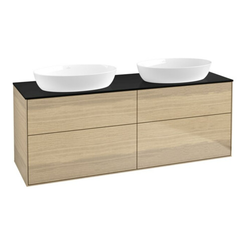 V&B Waschtischunterschrank Finion 160x60cm, Abd.-Pl. bla matt, Oak Veneer