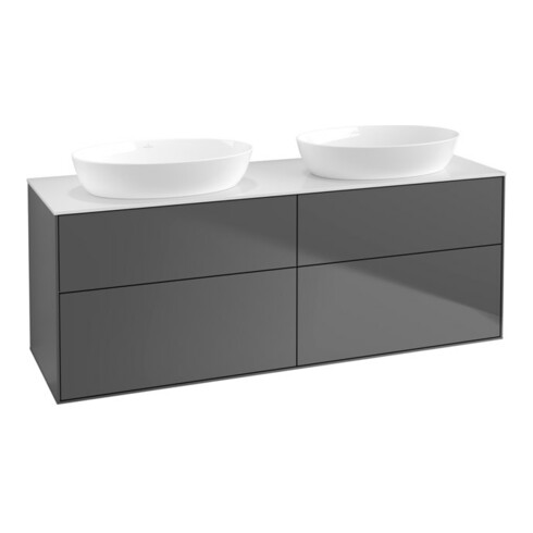 V&B Waschtischunterschrank Finion 160x60cm, Abd.-Pl. wh. m, Anthrac. matt