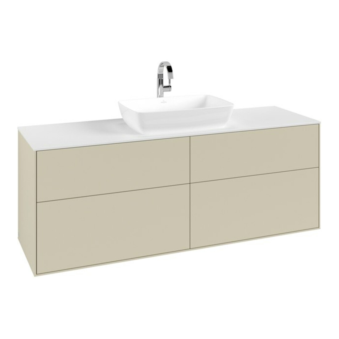 V&B Waschtischunterschrank Finion 160x60cm, Abd.-Pl. wh. m, si Gr m Lac