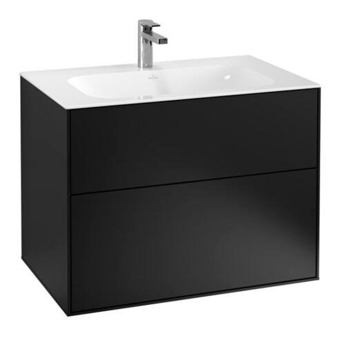V&B Waschtischunterschrank Finion 79,6x59,1x49,8cm, bla m Lac, m Wandbeleuchtung