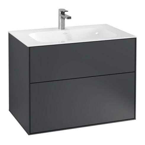 V&B Waschtischunterschrank Finion 79,6x59,1x49,8cm, md b m Lac, m Wandbeleuchtung