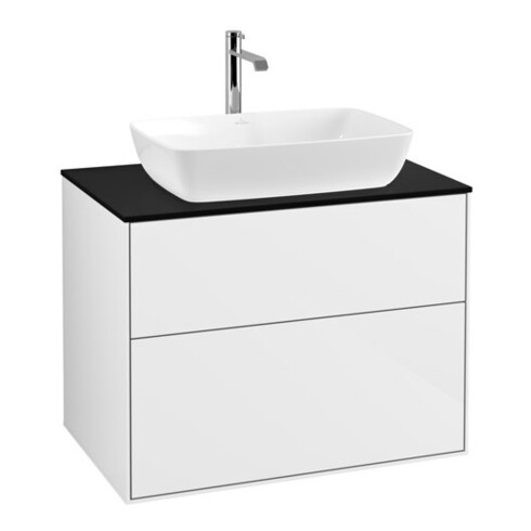V&B Waschtischunterschrank Finion 80x60,3cm, Abd.-Pl. bla m, glo wh. Lac